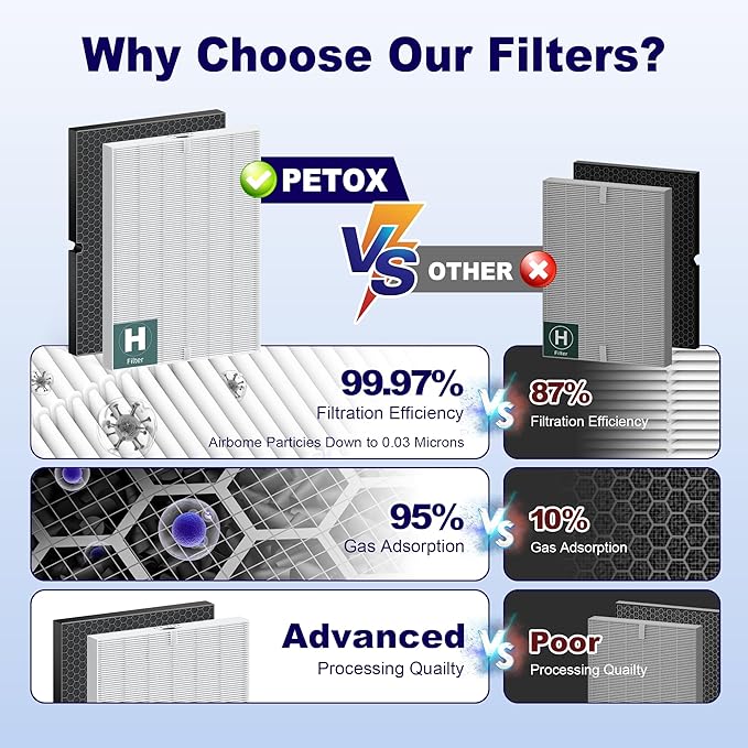 116130 Replacement Filter H for Winix 5500-2 AM80 Plasmawave Air Purifier, True HEPA Filter and Activated Carbon Filter Combo Pack, 2 Set