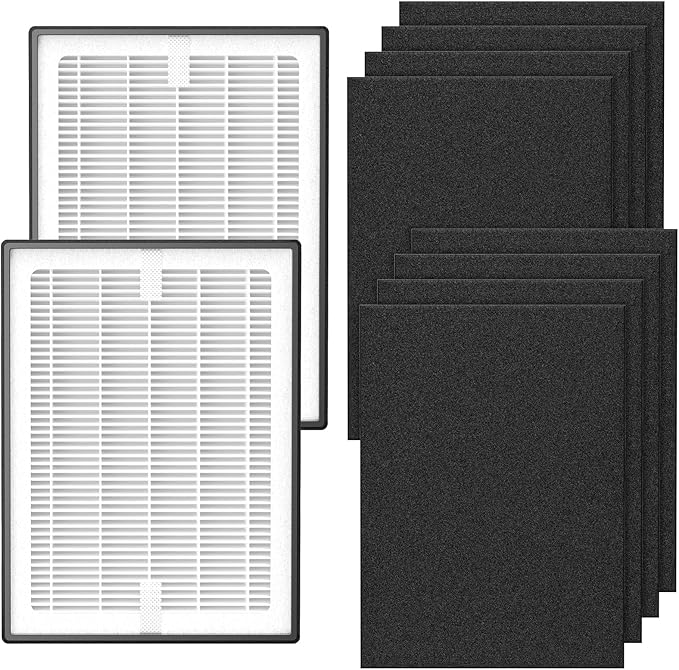 LV-H126 Replacement Filter Compatible with Levoit LV-H126 Air Puri-fier, 2 PACK HEPA Filters and 8 Extra Activated Carbon Pre-filters, Fit Parts No. LV-H126-RF