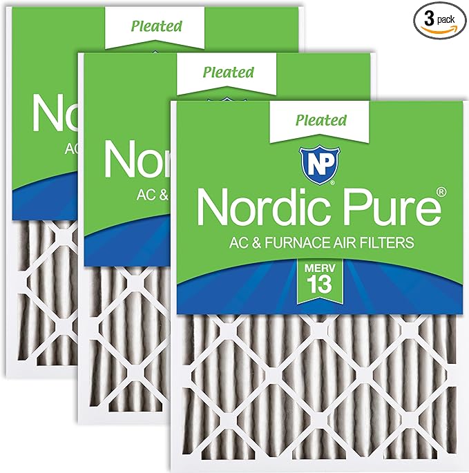 Nordic Pure 14x25x2 (13 1/2 x 24 1/2 x 1 3/4) Pleated MERV 13 Air Filters 3 Pack
