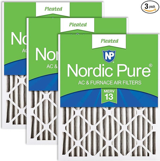 Nordic Pure 14x25x2 (13 1/2 x 24 1/2 x 1 3/4) Pleated MERV 13 Air Filters 3 Pack