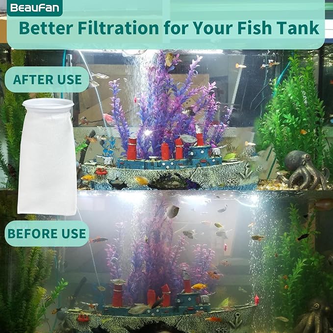 20 Pack 4 Inch Ring Felt Filter Socks 200 μm Compatible with Waterbox Marine X 60.2, 90.3, and 110.4, Aquarium Filter Bags for Saltwater, 4 Inch Ring by 10.4 Inch Long