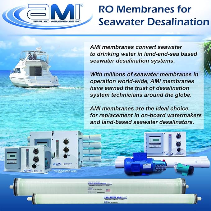 4" x 21" Seawater RO Membrane | Watermaker Replacement Membrane | 800 GPD SWRO | Applied Membranes, Inc. M-S4021A (4" x 21")