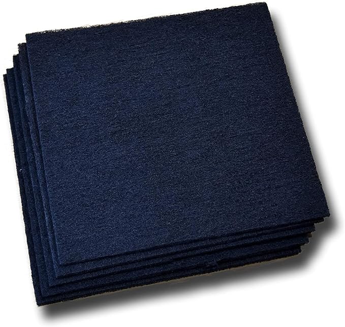 Carbon Fine Filter Media, 3/8" Thick, 12" x 12" Pads, 5 Pack, Perfect for Aquariums, Ponds or Water Gardens, Made in USA