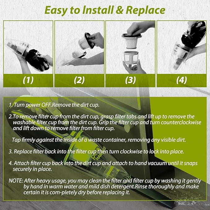 HASMX Replacement Vacuum Filter for Bissell Pet Hair Eraser Hand Vacuum Cleaner Models 1782 17823 Replaces Part Numbers 160-8653 160-8654 1608653 1608654 (3)