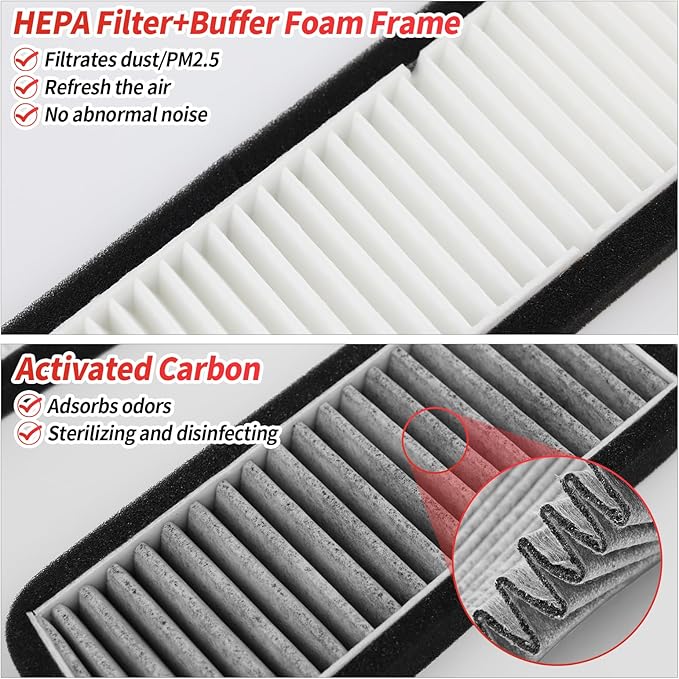 Air Filter Compatible with Tesla Model 3 Cabin Air Filter HEPA Air Intake Filter Replacement with Activated Carbon for 2021 2022 2023 2024 Model 3 Accessories