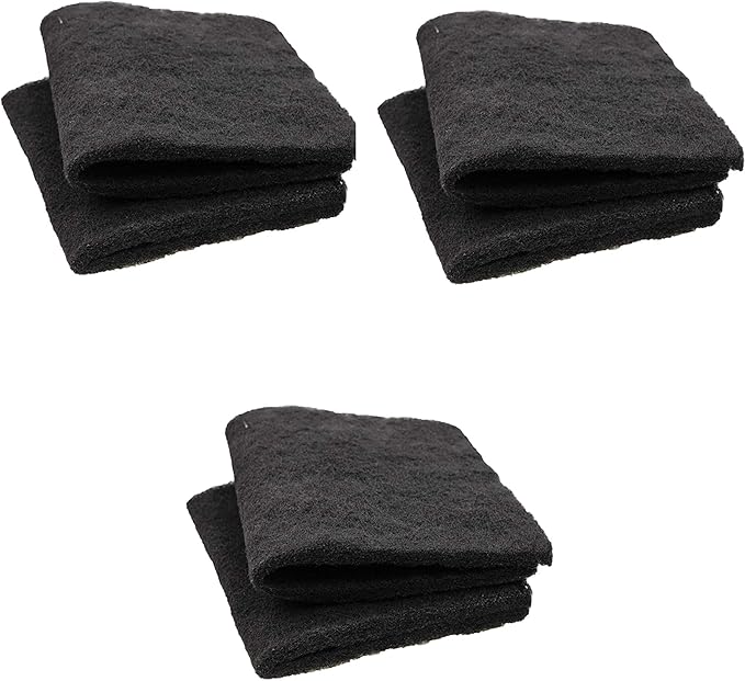 CFS – Pack of 6, Cut-to-Fit Activated Carbon Filter Media Pad for Clean & Clear Fish Tank and Ponds – Fresh & Filtered Water for Aquariums – Charcoal Filter Pads – Black – 18" x 10"
