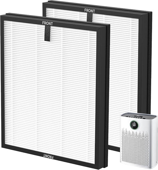 HAP603 Replacement Filter Compatible With ECOSELF HAP603 & HAP603WF Air Purifier, 3-Stage Hepa Air Filter with Activated Carbon for Home Office, # RFHAP603, 2 Pack, White