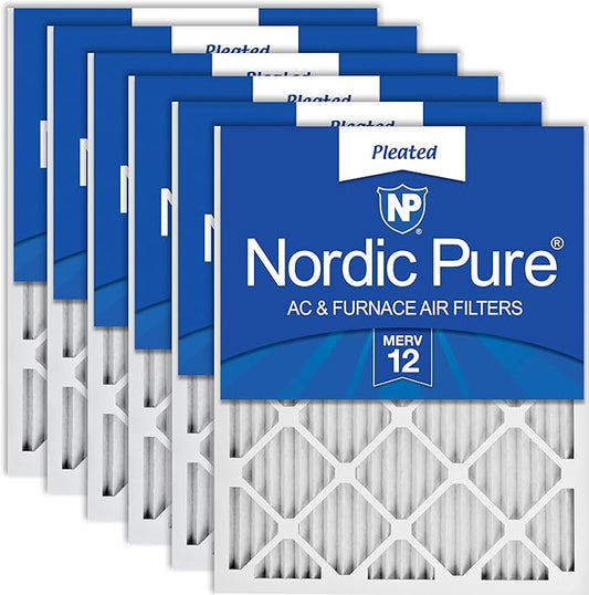 Nordic Pure 12x12x1 (11 3/4 x 11 3/4 x 3/4) Pleated MERV 12 Air Filters 6 Pack