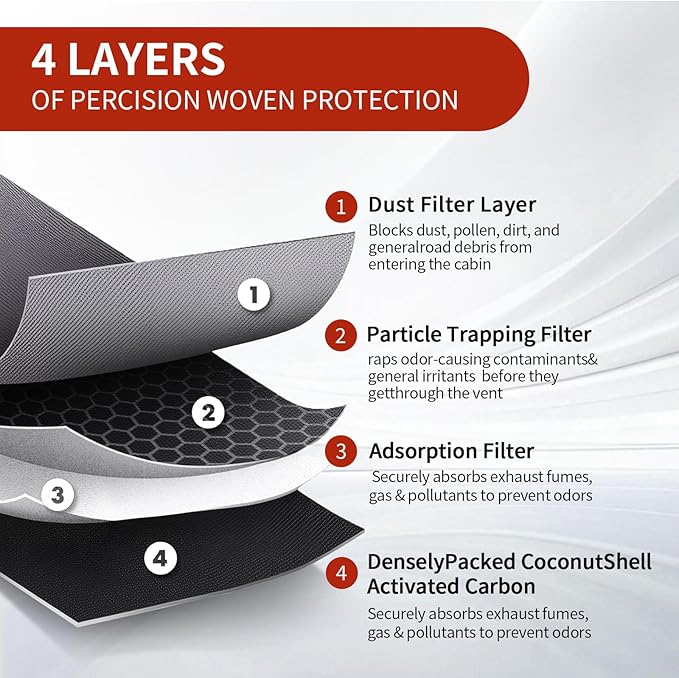 Cabin Air Filter with Activated Carbon Compatible with Ford Mustang 2005-2014, Replace# 4R3Z19N619AA