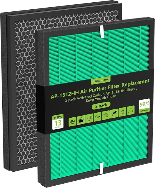Enhanced AP-1512HH Air Purifier Replacement Filter for Coway Airmega AP-1512HH and Airmega 200M air Purifier, True HEPA Activated Carbon Filter, Compared to Part #3304899 Pet Allergy Version 2 Pack