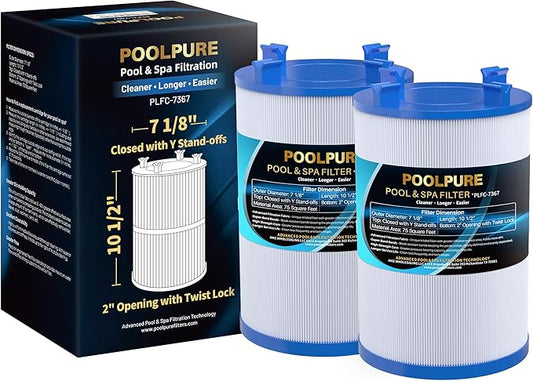 POOLPURE C-7367 Spa Filter Replaces PD075-2000, Dimension One 1561-00, Filbur FC-3059, Excel Filters XLS-7005, Aladdin 17541, Baleen AK-60035, 75 sqft Hot Tub Filter Cartridge 2PACK