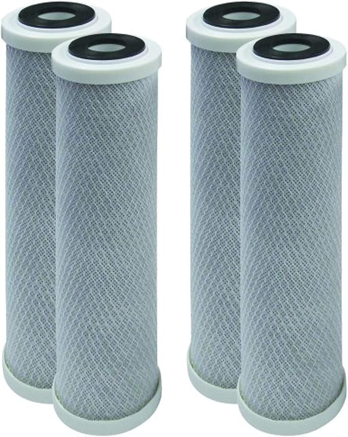 CFS – 4 Pack Carbon Block Water Filter Cartridges Compatible with CBC-10, GE FXWTC, WFPFC8002 & WFPFC9001,D-10A & D-10, WHCF-WHWC Models – Whole House Replacement Water Filter Cartridge,10", White