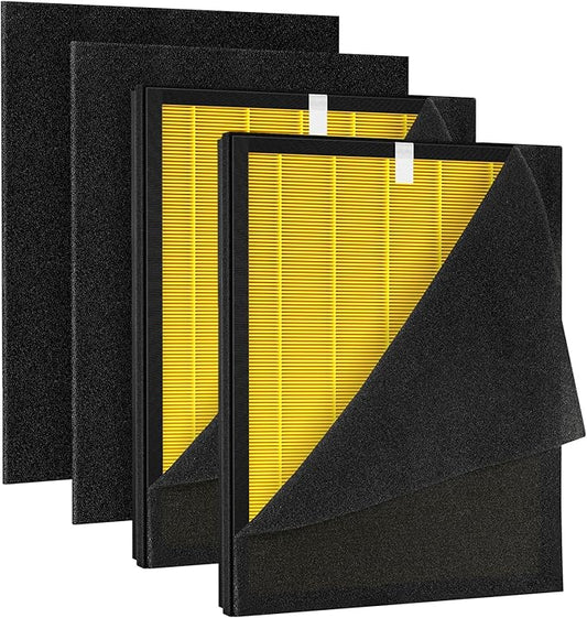 KJ190L Pet Care Washable Filter For MOOKA KJ190L Air Purifier, 3 Stage Filtration HEPA Filter Removes Pollen Smoke Pet Hair Dust, More Activated Carbon For Pet Odor and Dander, 2 PACK for Pets