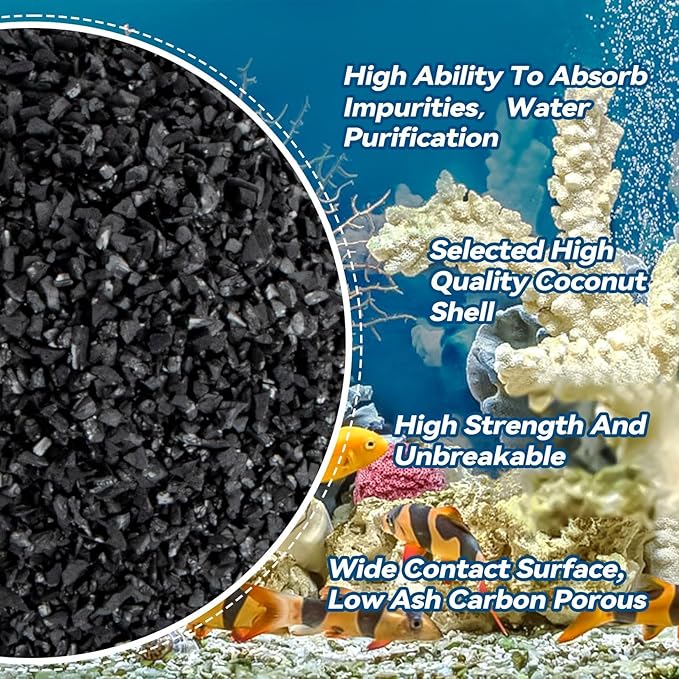 410g Activated Charcoal Pellets - Activated Carbon Aquarium Filter Media Charcoal Pellets for Fish Tank Supplies Media Bags for Aquarium Coconut Shell Charcoal (0.9 lb, 3 Nylon Bags)