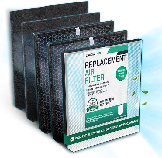 Air Purifier Filter Replacement – Compatible with Air Doctor AD3000 / AD3500 – Includes 1 Efficient Air Filter and 2 Carbon Filters + 2 Pre Filters - This is Third Party-Product