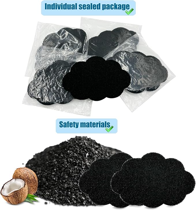 12-Pack Universal Stick-on Trash Can Odor Absorbing Filters, Activated Charcoal Purifying Deodorizer for Trash Cans, Compost Buckets, Countertop and Recycle Bins (Cloud)