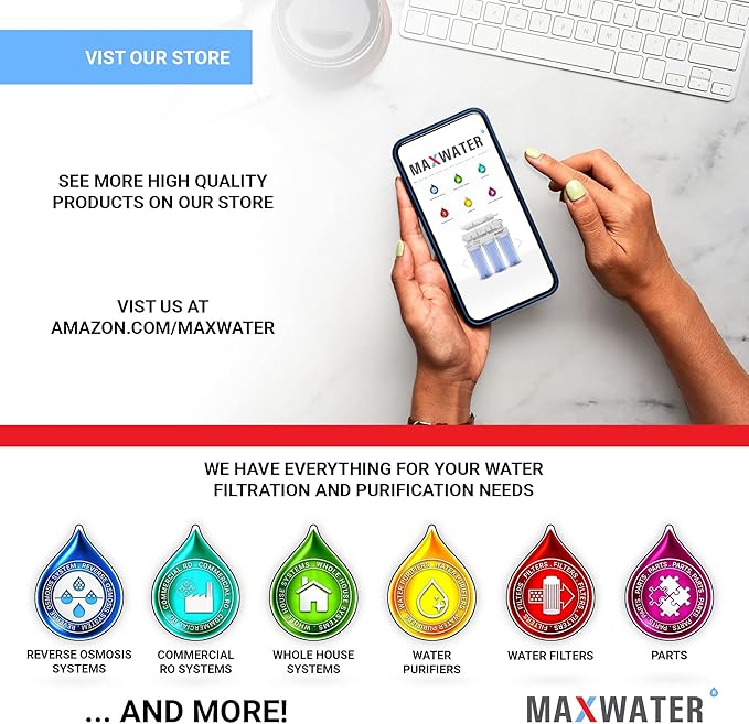 Max Water 10x2.5 Iron & Manganese Whole House Water Filter Replacement Set | 3 Stage Water Filtration System 10" Cartridge Kit | 5 Micron Sediment, Iron Manganese & CTO Carbon Filters