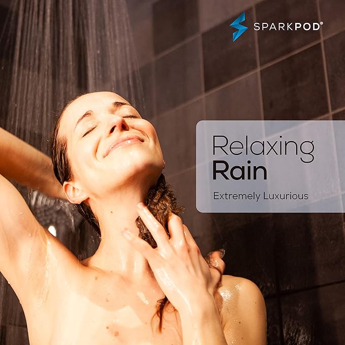 SparkPod Round Rain Shower Head with Extension Arm - Height Adjustable Shower Head with High Pressure Performance - Easy 1-Minute Installation (11" Arm Extension, Luxury Polished Chrome)