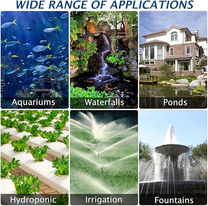 WaterRebirth Modern Turtle Shell Submersible Pond Aquarium Pump - 792GPH, 4 Fountain Heads, 20Ft Cord