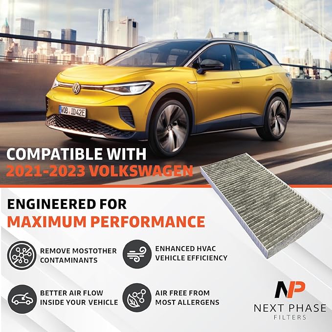 Carbon Cabin Air Filter Replacement - Pack of 1 - Made in USA - Compatible with 2021-2023 Volkswagen ID.4 Electric, 2023 Audi Q4 E-Tron & Q4 E-Tron Sportback - Replaces O.E. 1EA819669