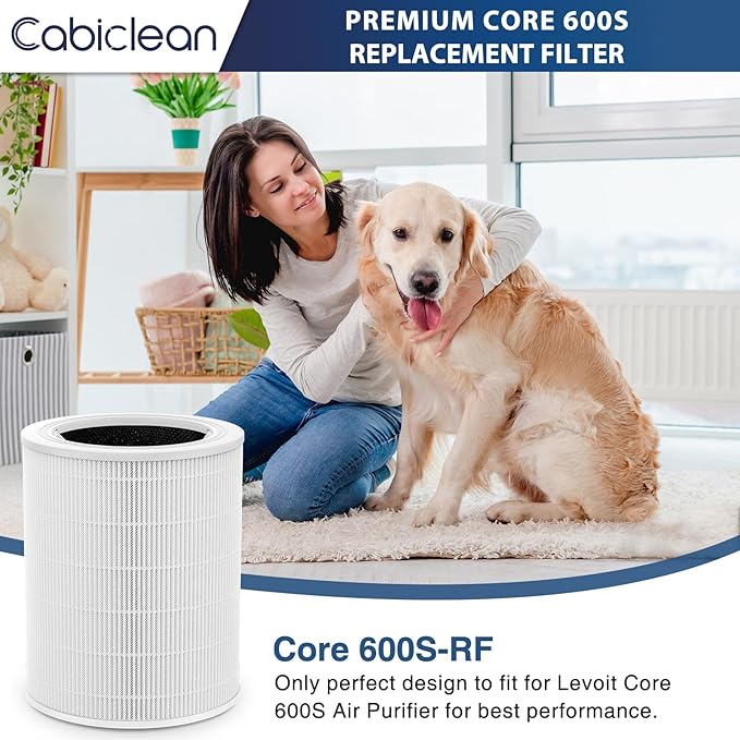 Core 600S-P Replacement Filter for LEVOIT Core 600S & Core 600S-P Air Purifier,3-in-1 HEPA Filter Core 600S-RF for Home Large Room, 1 Pack, White