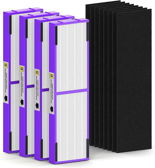 SAKEGDY 4 Packs FLT4850pt Filter B Pet Replacement Compatible with Ge-Guardian Models AC4850, AC4825, AC4870, CDAP4500, AC4900, AC4300, AP2200, FLT4850PT (Pet 4Filter+8Carbon)