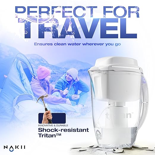 Water Filter Pitchers, 10 Cup Advanced Tap Water Aqualen Filtration Technology, Smart Pitcher with Filter Alert, BPA Free Tritan Plexiglass, 1 Filter Cartridge, Nakii by Aquaphor