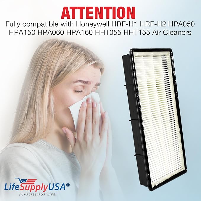 LifeSupplyUSA True HEPA Filter Replacement Compatible with Honeywell HRF-H1 HRF-H2 HPA050 HPA150 HPA060 HPA160 HHT055 HHT155, Filter H Air Purifier