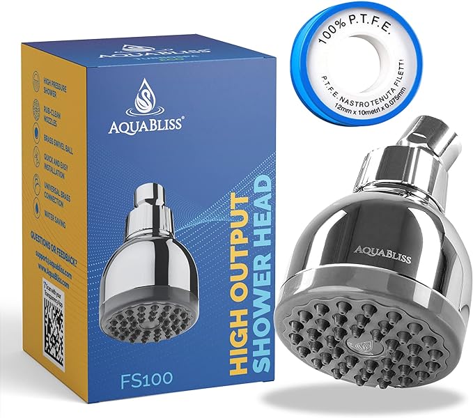 AquaBliss TurboSpa 3 Inch High Pressure Shower Head w/Flow Restrictor Melts Stress into Bliss at Full Power. 42 Nozzle Wide Spray High Flow Showerhead Drenches You Fast, No Dry Spots Guaranteed
