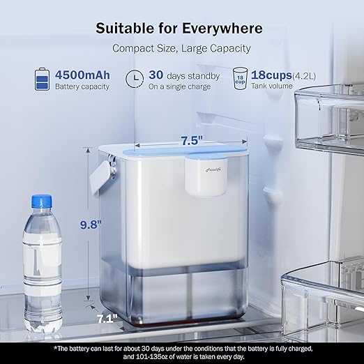 Frizzlife 400-Gallon Electric Water Filter Dispenser with 2 Filters (8-Stage Filtration),Reduce 99.9% of Lead, 6 Months Rechargeable Water Pitcher, BPA-Free Instant Countertop Water Filter System,MD40