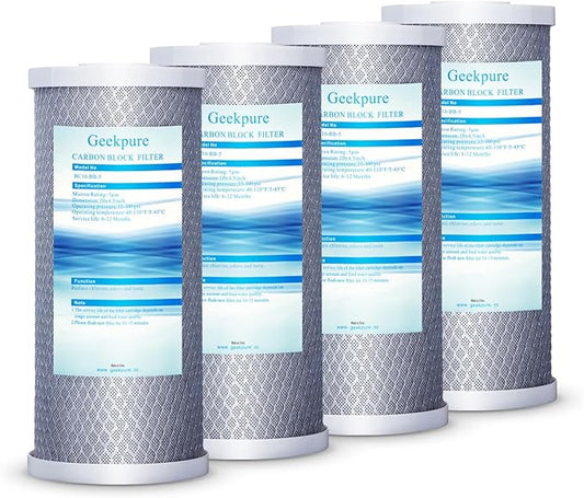 10-Inch Whole House Carbon Block Water Filter -4.5" x 10"-5 Micron- Pack 4