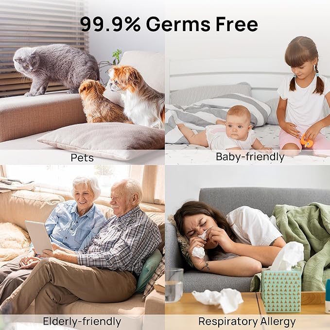 TURBRO 4L/1Gal 304 Stainless Steel Steam Humidifier Warm Mist Humidifier for Bedroom Baby Nursery, 500 mL/h Output, Dishwasher Safe, Easy to Clean, 2 Misting Levels with Sleep Mode, 1-12h Timer, GLS04