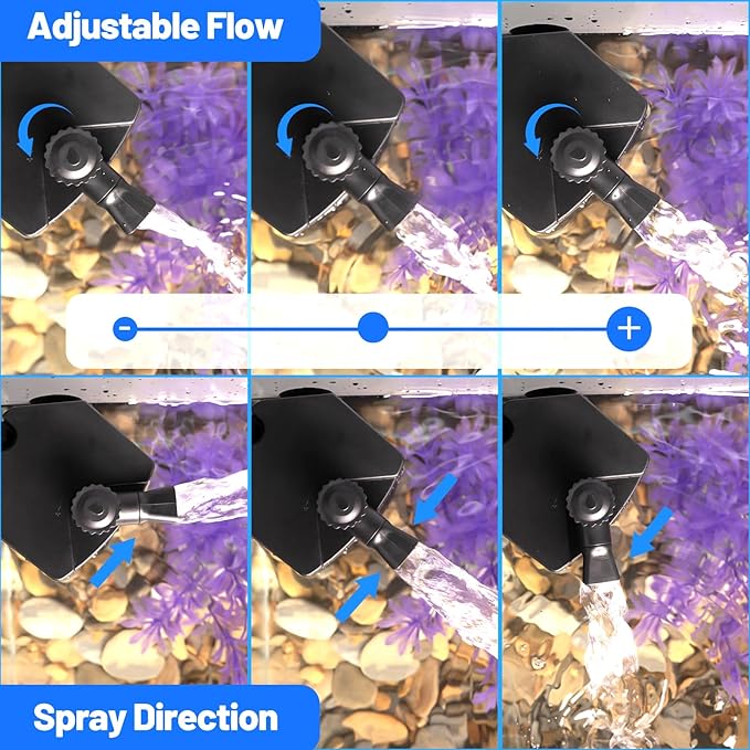 Aquarium Internal Filter for Up to 10 Gallons, Upgraded Fish Tank Filters with 3-Stage Filtration Trio, Adjustable Water Flow, Quiet Corner Filters for Fish Turtle Shrimp Tank, 80GPH, 4W