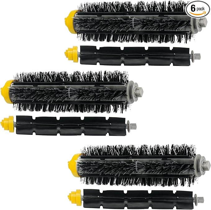 Replacement Brushes Fit for i-Robot Room-ba 600 & 700 Series 614 630 635 640 645 650 660 675 680 690 695 760 770 780 Robot Vacuum Cleaner Includes 3 Sets Bristle & Flexible Beater Brush Kit