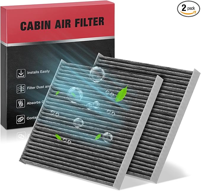BDFHYK 2PC Cabin Air Filters with Activated Carbon Compatible with Hyundai Accent/Veloster 2012-2017, Genesis Coupe 2010-2016, Tucson 2005-2015; Compatible with Kia Rio, Rio5, Forte, Forte Koup, Rondo