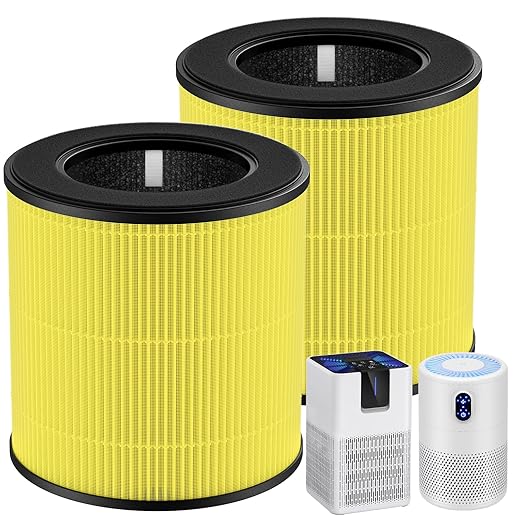M05 B-D02L Pet Care Replacement Filter Compatible with MOOKA M05/ B-D02L, for KOIOS B-D02L, for VEWIOR B-D02U Air Purifi-ers, HEPA and Activated Carbon Filter, 2 Pack, Yellow