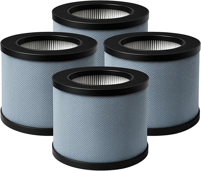 Nispira JH01 MK01 3-in-1 HEPA Filter Replacement For Air Purifier AROEVE MK06, ALROCKET JH06 Elechomes EPI081 EP1081, Intelabe EPI080 EP1080, Kloudi DH-JH01 DH-JH06, Pomoron MJ001H, 4 Pack