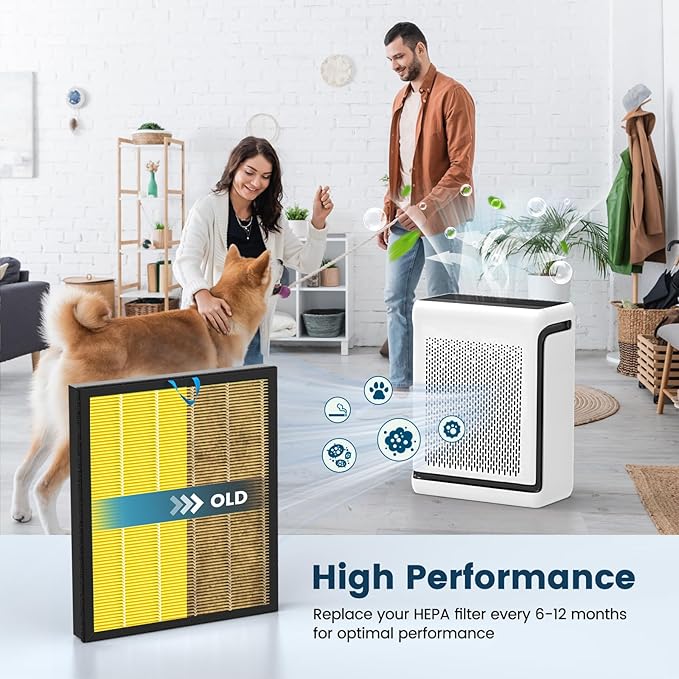 Vital 100S Replacement Filter for LEVOIT Vital 100S Vital 100S-P Air Purifier, H13 True HEPA and Activated Carbon Vital 100S-P Filter, Vital 100S-RF-PA(LRF-V102-YUS), 2 Pack Yellow