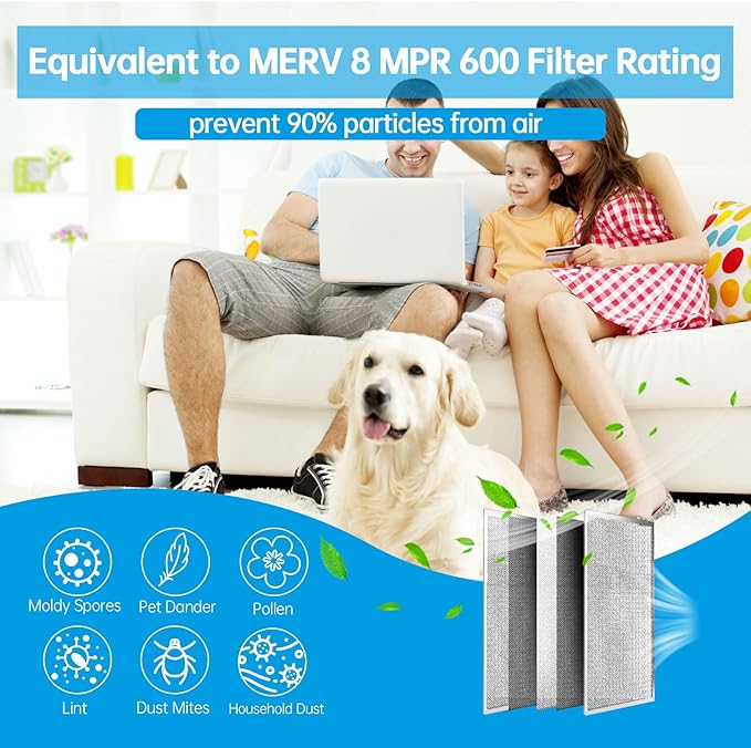 UBeesize 12x12x1 Reusable Electrostatic Air Filter HVAC AC Furnace Filter,MERV 8, Washable, Lasts a Lifetime,Permanent Air Filter,Breathe Fresher,Home And Office(Actual Size:11.69x11.69x0.82 Inch)