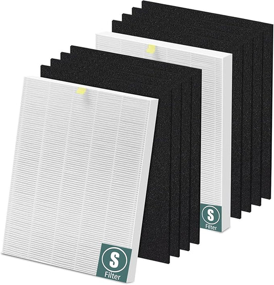 C545 True High Efficiency Replacement Filter S Compatible with Winix C545 Replacement for Winix S Filter Part 1712-0096-00 and 2522-0058-00, 2 x True Filter + 8 x Activated Carbon Pre-Filter