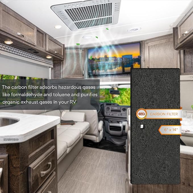 RV Premium Charcoal Activated Carbon Fiber Air Conditioner Filter - Air Duct AC Carbon Filter Replacement for RV AC Vent (2 Pack, 6" x 14")