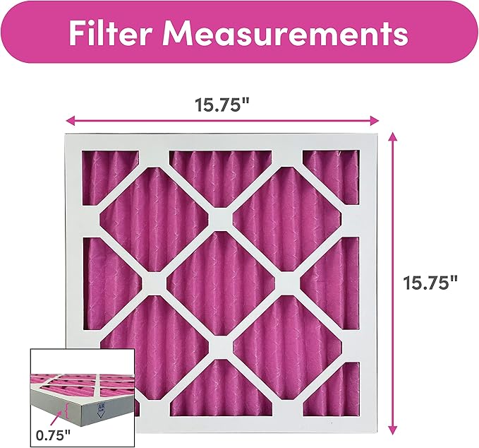 16x16x1 Air Filter by Colorfil | Color Changing Filters for Cat and Dog Odor | MERV 8 Furnace AC Filter for Pet Hair and Dust | 15.75"x15.75"x0.75" Exact Size | Pack of 4
