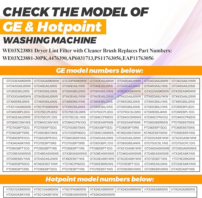 GTD42EASJ2WW GTD33EASK0WW GTX22EASK0WW WE03X23881 Dryer Lint Filter Replacement for GE Hotpoint Dryer Filter WE03X23881 StainlessSteel general electric appliances dryer lint filter screen by Techecook