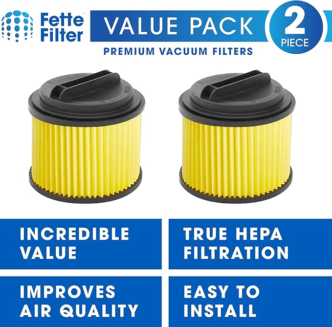 Fette Filter - Replacement Filter Compatible with Compatible with RYOBI PWV200 PWV201 PWV200B 18V ONE+ 4.75 Gal. Wet/Dry Vac, Compare to Part # A32RF03N. Pack of 2
