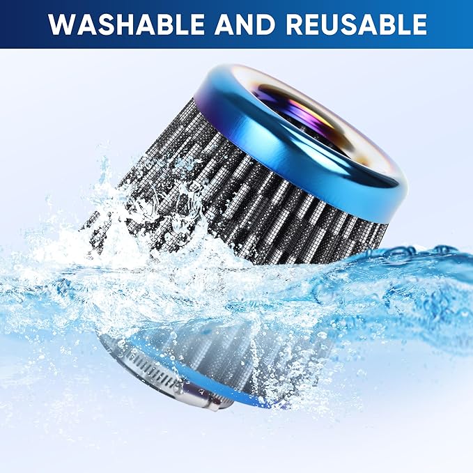 Universal Cold Air Intake Filter Clamp-On Replacement Air Filter Flange Diameter 3 inches/76mm High Performance Washable Filter Carbon Fiber Pattern