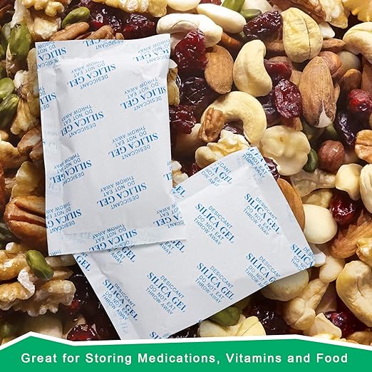O2frepak 20 Gram(50Packs) Food Grade Moisture Absorbers Silica Gel Packs Desiccant for Storage,Food Safe Dessicant Silica Gel Packets for Moisture Storage Control