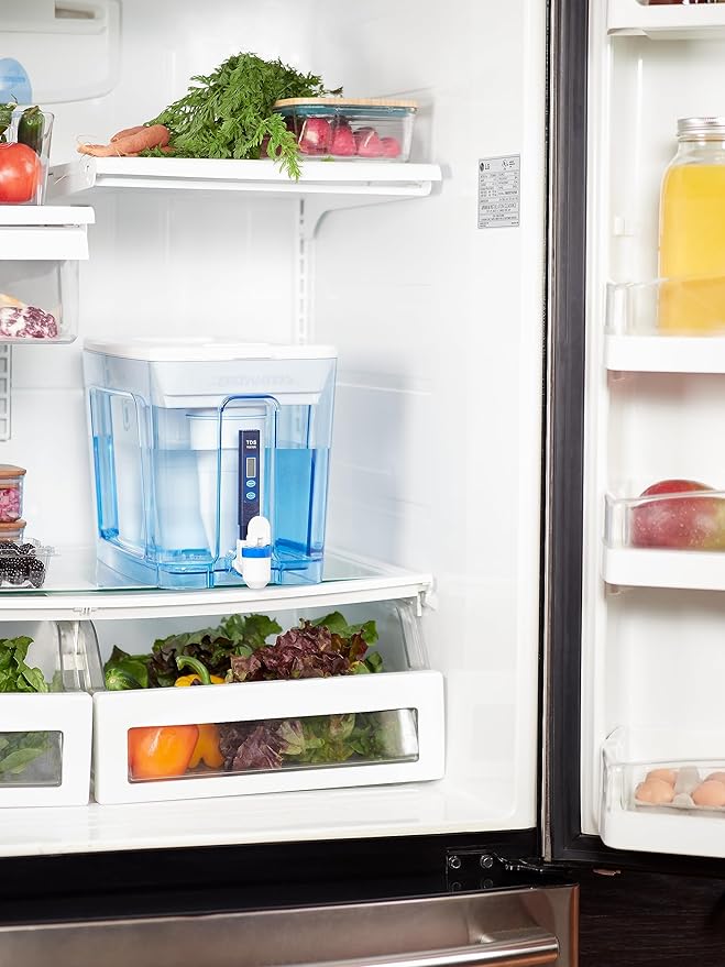 ZeroWater 52-Cup Ready-Read 5-Stage Water Filter Pitcher Dispenser with 5-Stage 0 TDS Zero Water Filter – IAPMO Certified to Reduce Metals, Chlorine, Lead, Chromium, and Forever Chemicals PFOA/PFOS