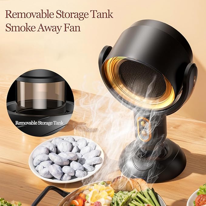 PuffHide Smokeing Fan for Smoking Indoors, Black Gold Electric Smokeaway Purifier Fan Portable Table Smoke Air PuriferFan Adjustable Angle Kitchen Mini Filter Smoke ExhaustFan(Rechargeble)