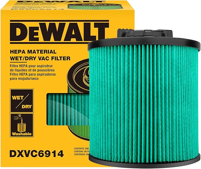 DEWALT Shop Vac Filters, DXVC6914 HEPA Cartridge Filter, Vacuum Filter Replacement Filter for Dewalt 6-16 Gallon Wet and Dry Vacuum