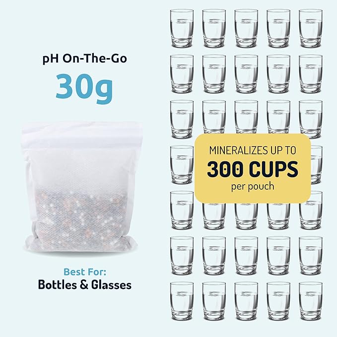 pH ON-The-GO Alkaline Water Filter Pouch- Portable Alkaline Water Filtration System for Your Bottle, Pitcher, Jug, Container - High pH Water - Long-Life 400 Litre/105 Gallon (3-Pack)